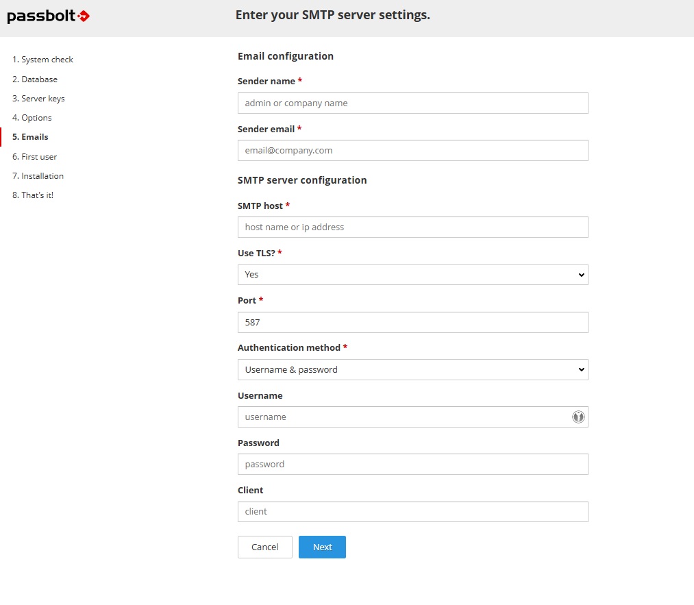 Passbolt - SMTP