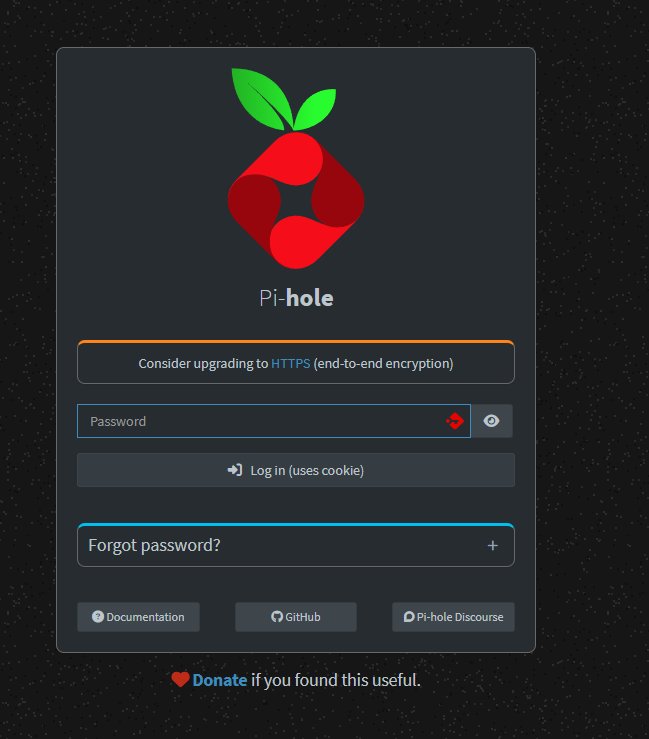 Interface de login Pi-hole